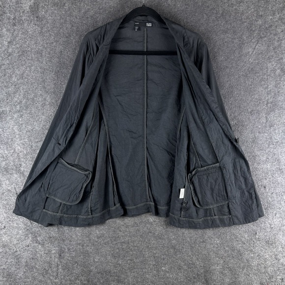 EILEEN FISHER Jacket Womens 16W Gray Linen Blazer Button Front Pockets - Picture 7 of 14